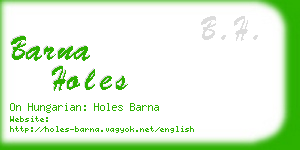 barna holes business card